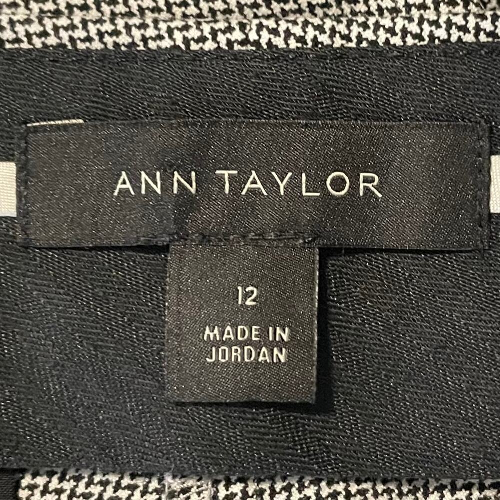 Ann Taylor Black White Herringbone Wide Leg Dress Pants 12 - Picture 4 of 6